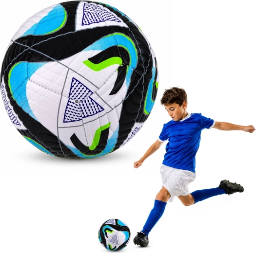 Tréninkový fotbalový míč velikost 5 (22 cm) černo-modro-zelený