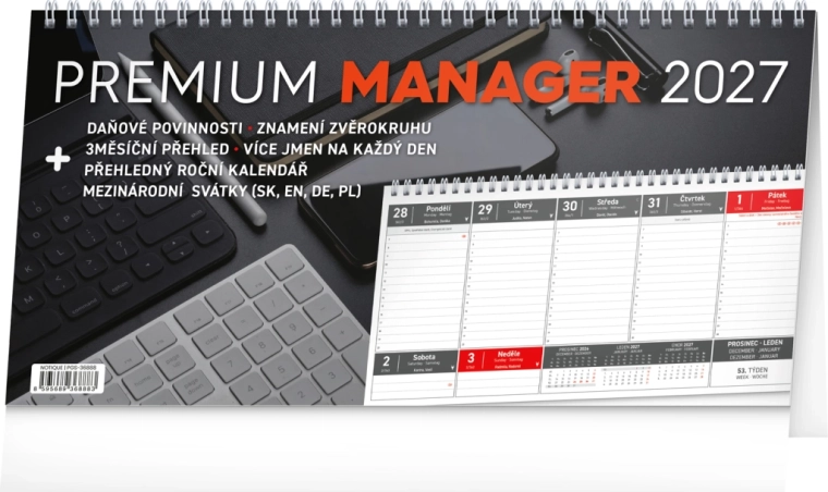 Notique stolní kalendář premium manager 2027 32 × 16 cm