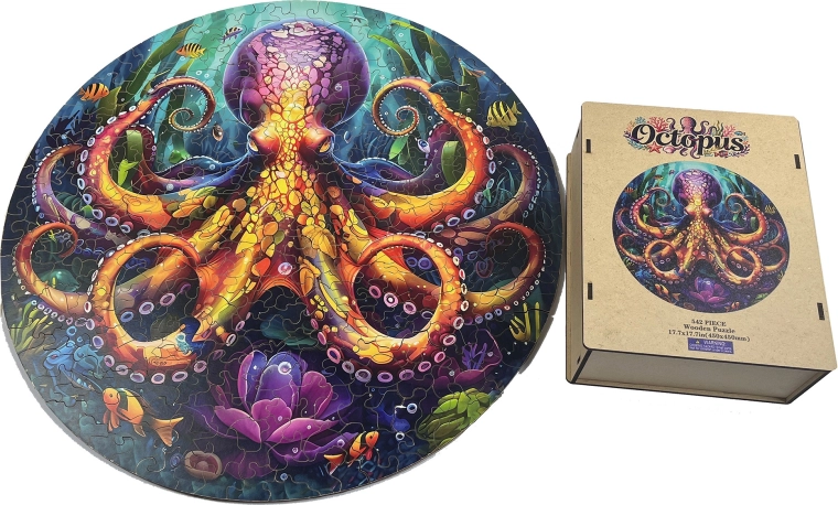 Dřevěné puzzle chobotnice