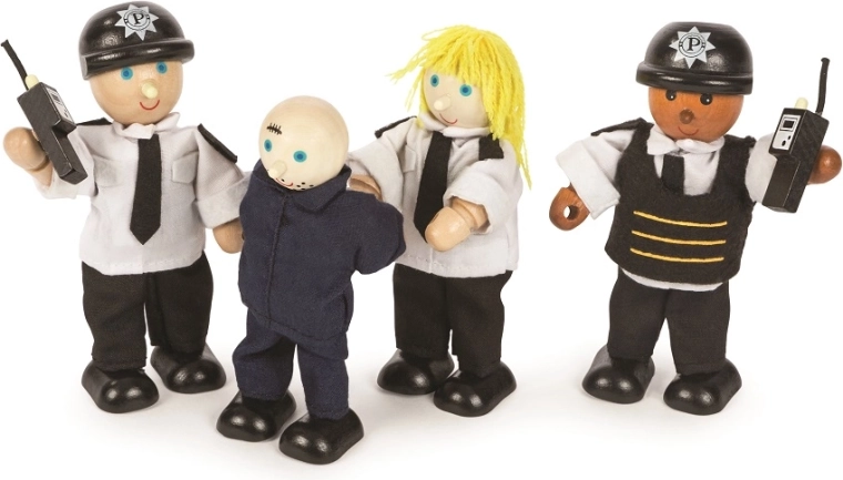 Tidlo dřevěné figurky policisté a zloděj (4 ks)