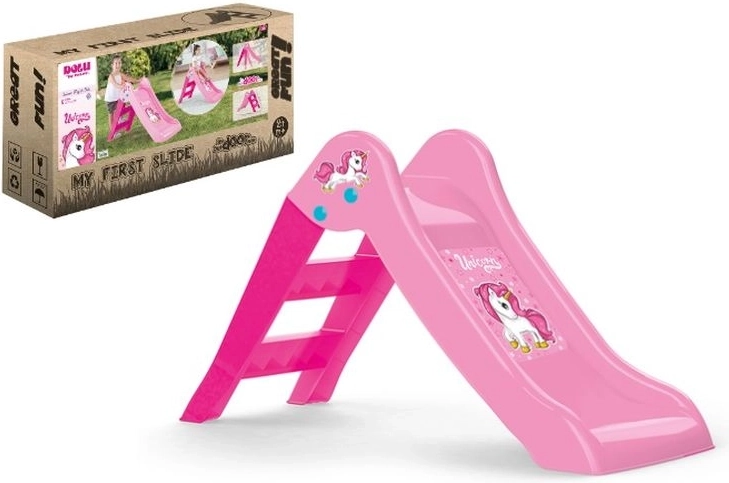 Dolu unicorn dětská skluzavka růžová