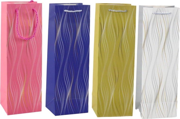 Dárková taška na lahev s třpytivými vlnami