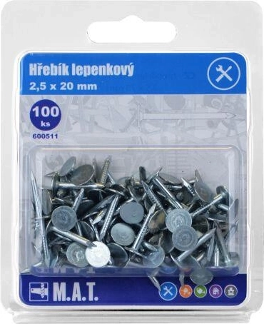 Lepenkové hřebíky 20 × 2,5 mm zinkované (100 ks)