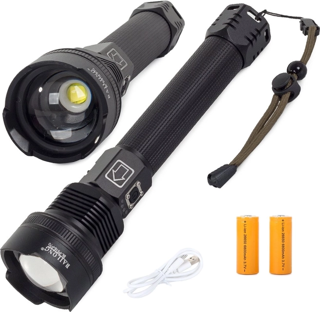 BAILONG taktická LED svítilna CREE XHP70 se zoomem IPX5