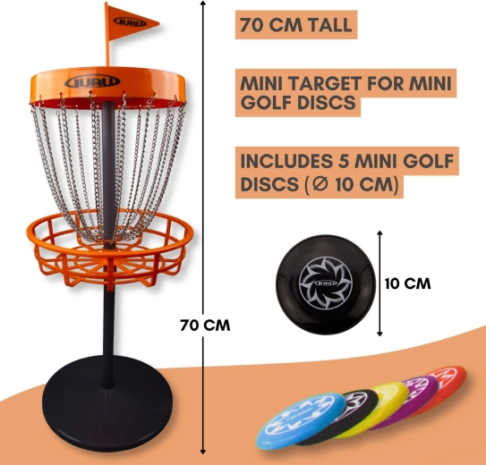 Guru mini discgolf set – zahradní hra s košem a 5 disky