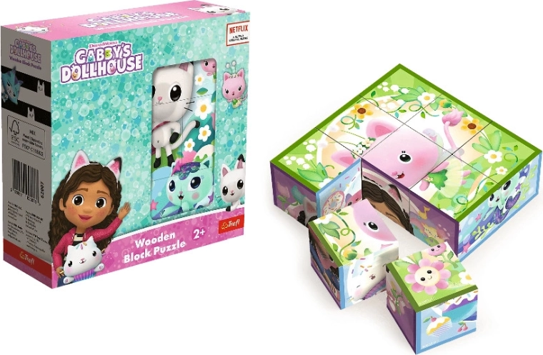 Dřevěné kostkové puzzle Gabby's Dollhouse
