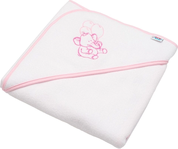 Dětská froté osuška s kapucí NEW BABY 80 × 80 cm – bílá, sloník