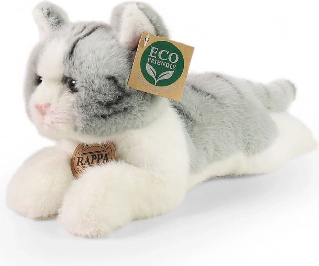 plyšová kočka šedá ležící 20 cm ECO-FRIENDLY