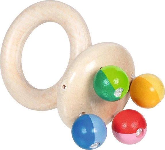 Dřevěné chrastítko do ruky touch ring rattle rainbow - 1 kus