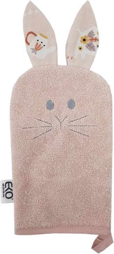 EKO bavlněná žínka s oušky Bunny rose pink 20 × 15 cm