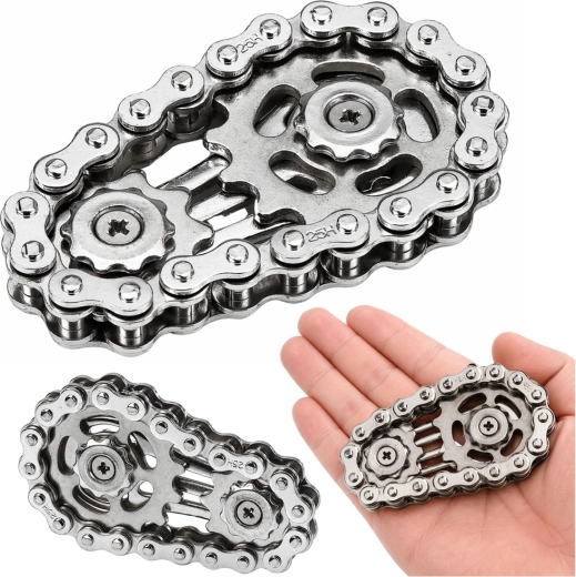 Antistresový fidget spinner řetěz z nerezové oceli, stříbrný