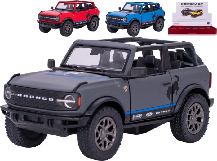 Kinsmart Ford Bronco 2022 kovový model auta s pull-back (13 cm) – mix barev, 12 ks v displeji