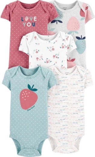 Carter's dívčí bavlněná body s krátkým rukávem Pinkblue (5 ks), velikost 56 (NB)
