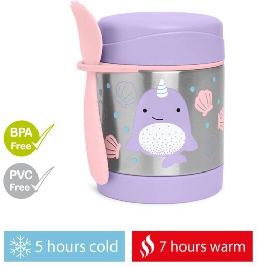 Skip Hop Zoo nerezová termoska na jídlo s lžičko-vidličkou narval 325 ml