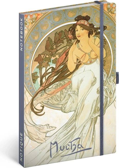 Notes NOTIQUE Alfons Mucha – Hudba, linkovaný, 13 × 21 cm