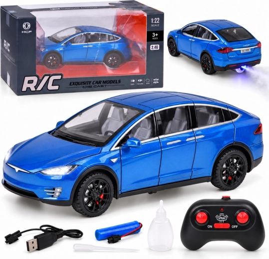 RC auto Tesla Model X v měřítku 1:22 s LED světly a efektem mlhy