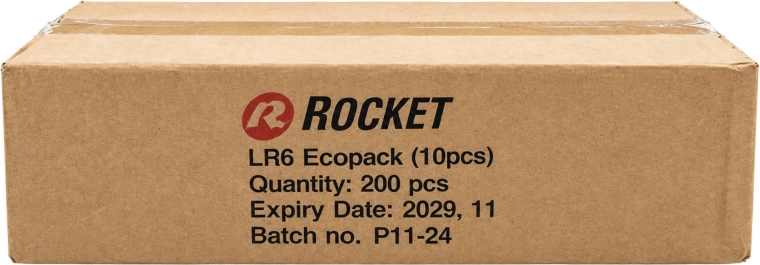 Rocket alkalické baterie AA (LR06) 1,5 V – balení 200 ks (20×10)