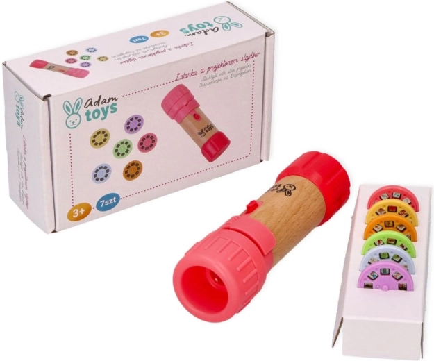 Adam Toys růžová dětská baterka s projektorem