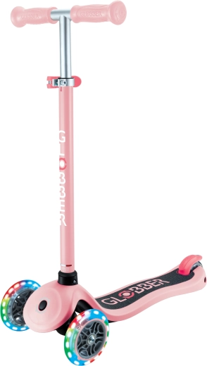 Globber Koloběžka dětská tříkolečková Primo Lights V2 Pastel Pink svítící kolečka