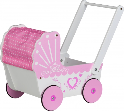 Dřevěný kočárek pro panenky Ecotoys