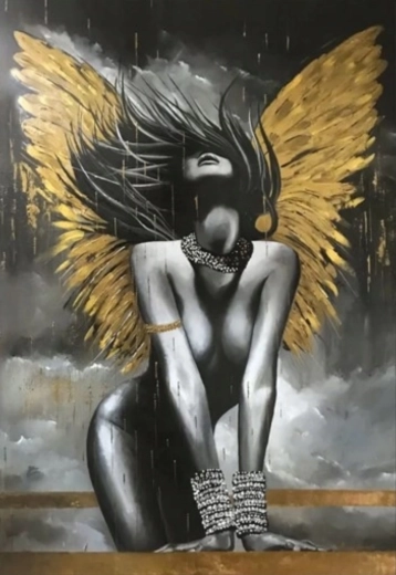 Norimpex diamantové malování dáma se zlatými křídly 30 × 40 cm