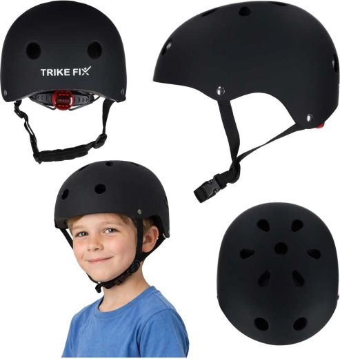 Dětská cyklistická helma TRIKE FIX s LED, velikost S 48–54 cm, černá