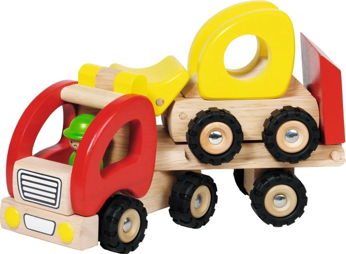 Dřevěný kamion s podvalníkem a kolovým nakladačem Goki - 1 kus