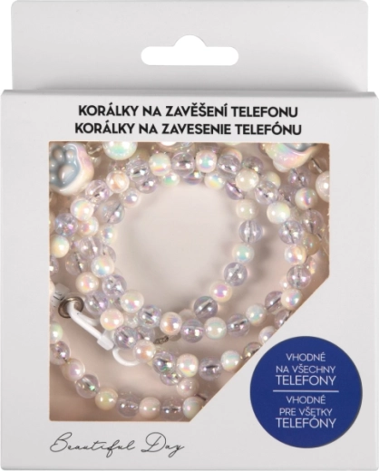 Popruh na telefon - Bílé perly