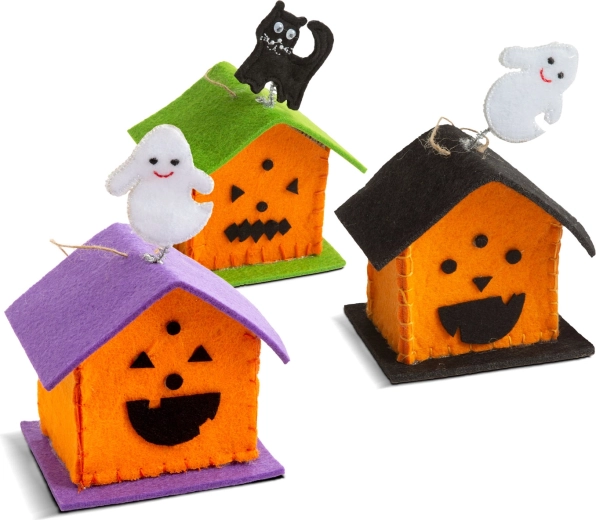 Halloweenská textilní dekorace domeček - 1 kus