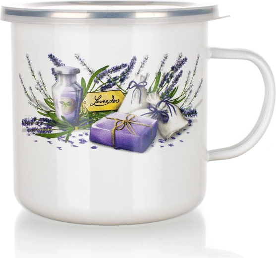 Smaltovaný hrnek s víčkem Lavender 0,7 l