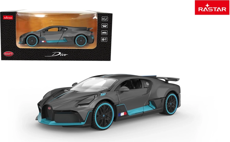 Kovové autíčko Bugatti Divo 1:32 šedé Rastar