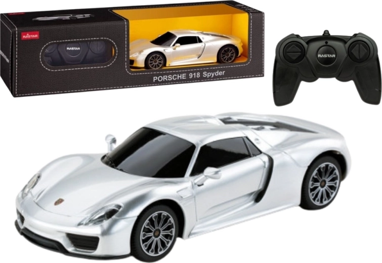 Závodní RC auto 1:24 na dálkové ovládání Porsche 918 Spyder stříbrné
