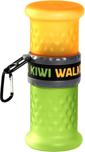 Cestovní láhev na vodu a krmivo 2v1 KIWI WALKER, plast, žluto‑zelená