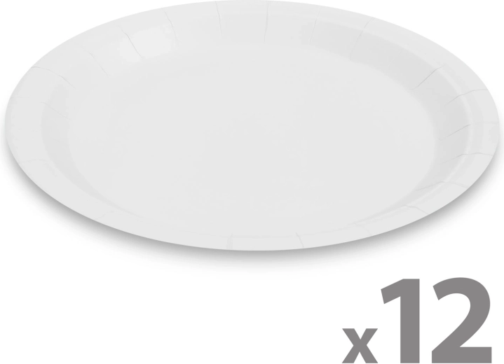 Sada papírových talířů 23 cm - 12 ks – Bílá