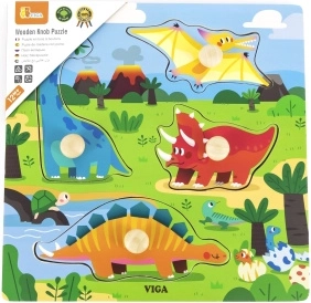 Dřevěné puzzle s kolíčky Dinosauři Viga