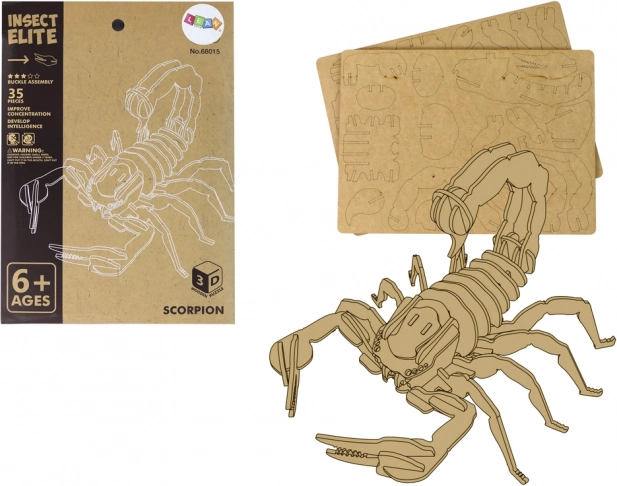 Dřevěné 3D puzzle škorpion – edukativní skládačka, 35 dílků