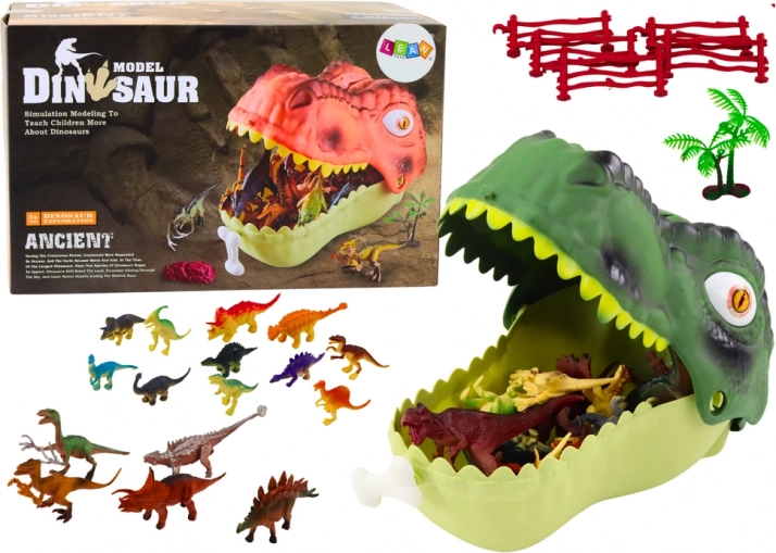 Sada figurek dinosaurů s velkou zelenou tlamou, 45 dílů