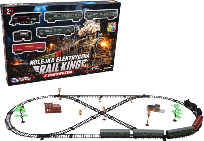 Elektrická vláčkodráha Rail King s parní lokomotivou