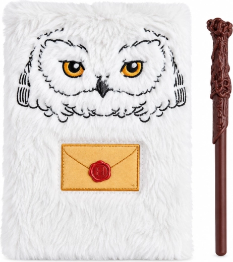 Plyšový zápisník A5 Harry Potter s perem ve tvaru kouzelnické hůlky
