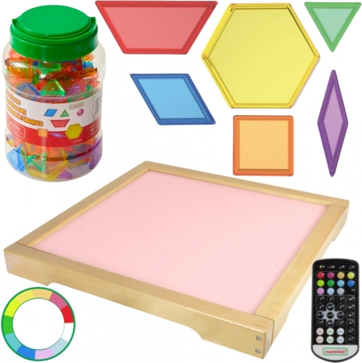 Světelný LED panel Masterkidz s dálkovým ovladačem a bloky Montessori 140 ks.