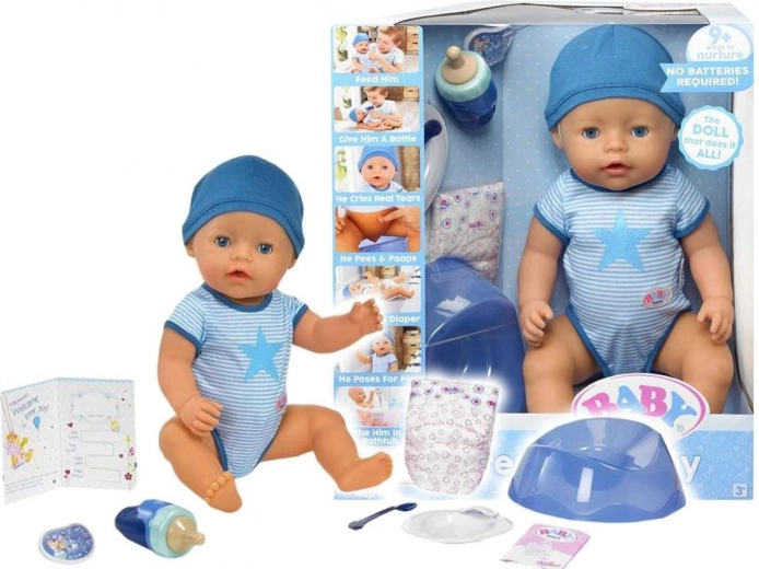 Baby born soft touch chlapec 43 cm interaktivní panenka s doplňky