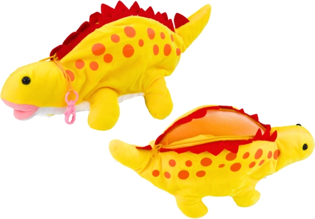 Plyšový dinosaurus penál a schovávačka žlutý