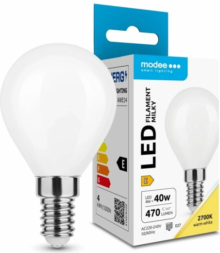 Modee LED žárovka Filament Milky Globe Mini G45 4 W E14 teplá bílá