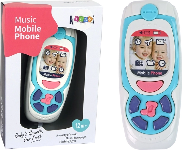 Dětský edukativní telefon s melodií modrý