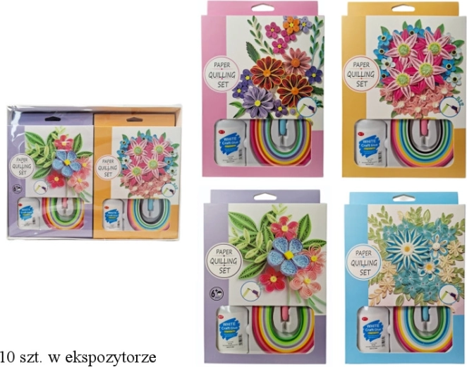 Kreativní sada quilling na květinové ozdoby (mix barev) - 1 kus