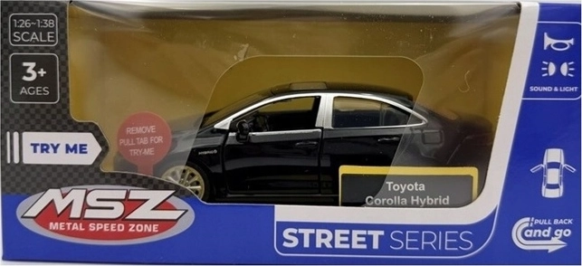 Model auta MSZ Toyota Corolla Hybrid se světlem a zvukem, černý
