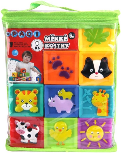 Měkké pískací kostky Paci-Paci se zvířátky - 9 ks