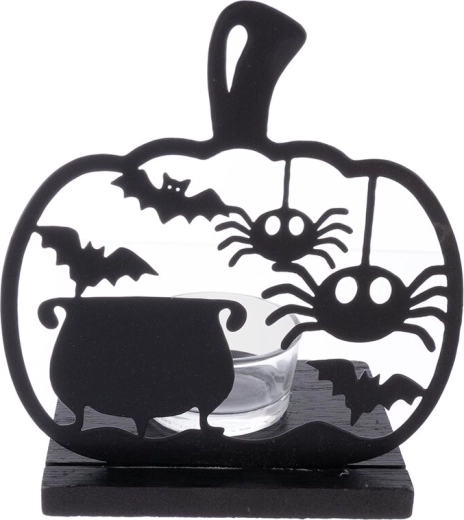 Svícen Halloween z kovu černý