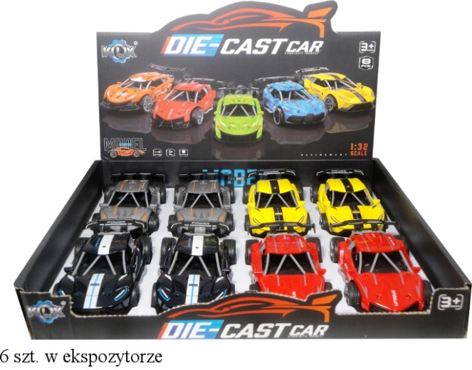 Kovové sportovní autíčko se zvukem a natahovacím pohonem