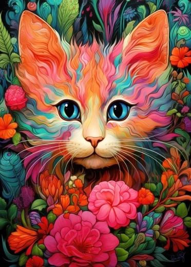 Puzzle kotě a květ 300 dílků